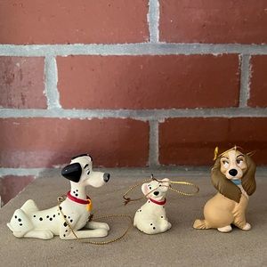 Disney Dogs 101 Dalmatians Lady & The Tramp Christmas Ornaments Vintage